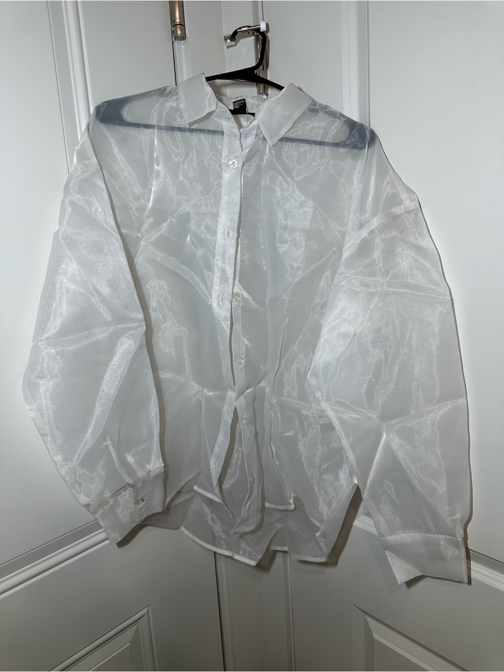 Forever 21 Sheer White Button-Front Shirt Jacket
